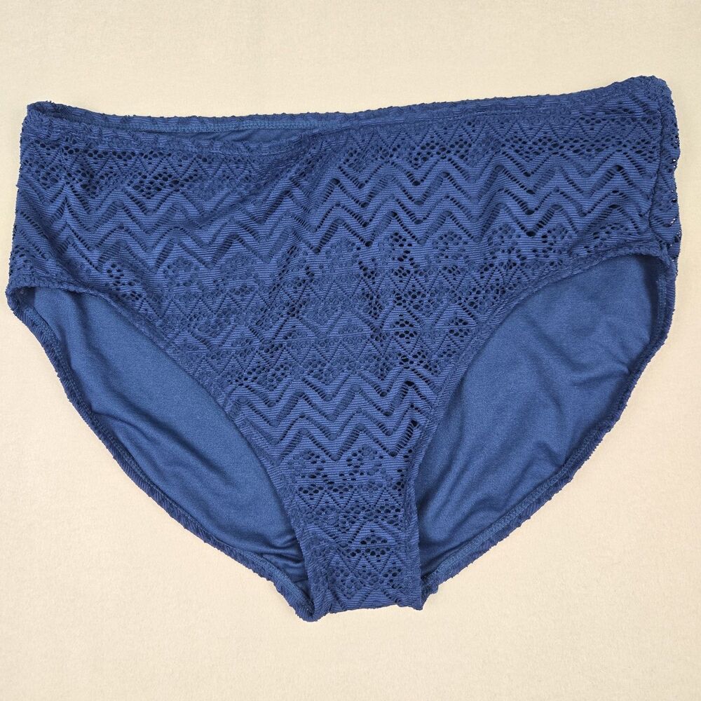 Catalina Women's Swim Bottoms XL 16-18 Indigo Essence Lace Overlay High Waist...
